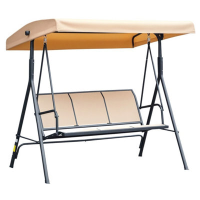 Beige 3-Seater Outdoor Swing Hammock With Canopy - image 1