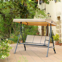 Beige 3-Seater Outdoor Swing Hammock With Canopy - thumbnail 3