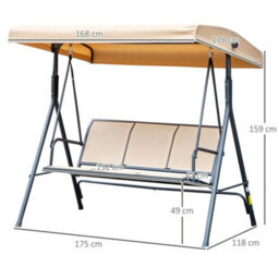 Beige 3-Seater Outdoor Swing Hammock With Canopy - thumbnail 2