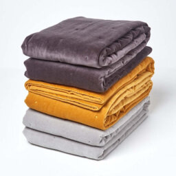 Homescapes Mustard Velvet Quilted Throw, 125 X 150 Cm - thumbnail 6