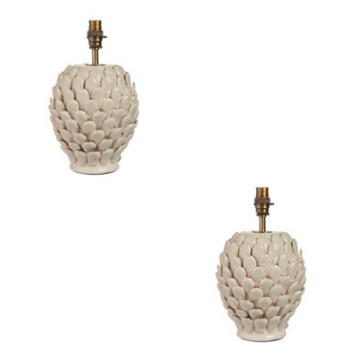 Loops Elegant Ivory Crackle Table Lamp Bases - 2 Pack With Aged Brass Finish - image 1