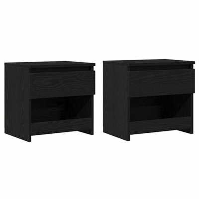 Berkfield Modern Nightstands 2 Pcs Black Oak 40X30X39 Cm Made From Engineered Wood - image 1
