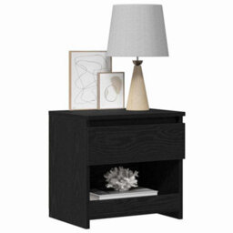 Berkfield Modern Nightstands 2 Pcs Black Oak 40X30X39 Cm Made From Engineered Wood - thumbnail 3