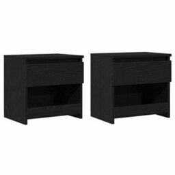 Berkfield Modern Nightstands 2 Pcs Black Oak 40X30X39 Cm Made From Engineered Wood - thumbnail 1