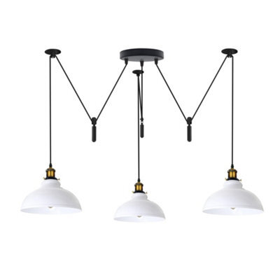 Ledsone White Industrial 3 Head Pendant Light Adjustable Pulley System Durable Metal 200Cm Cord For Kitchen & Café - image 1