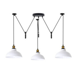 Ledsone White Industrial 3 Head Pendant Light Adjustable Pulley System Durable Metal 200Cm Cord For Kitchen & Café - thumbnail 2