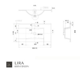 Banyetti Celtic 600mm Wall Hung Bathroom Vanity Unit With Lira Basin - Ostippo Oak - thumbnail 6