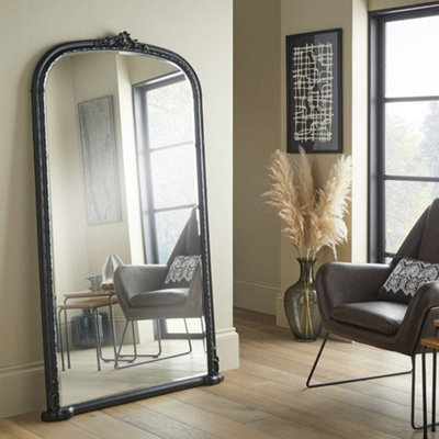 The Online Mirror Shop Leaner Mirror Mayfair Antique Arched Shape With Black Frame- H 173Cm X W 104Cmx D 4Cm For Hanging In Bedroom, Entryway - image 1