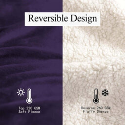 Ameha Sherpa Fleece Blanket For Bed, Sofa & Travel Soft Fluffy Thick & Reversible Throw Purple Double 150X200Cm - thumbnail 5