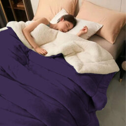 Ameha Sherpa Fleece Blanket For Bed, Sofa & Travel Soft Fluffy Thick & Reversible Throw Purple Double 150X200Cm - thumbnail 6