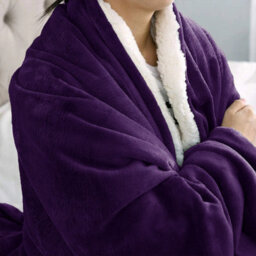 Ameha Sherpa Fleece Blanket For Bed, Sofa & Travel Soft Fluffy Thick & Reversible Throw Purple Double 150X200Cm - thumbnail 2