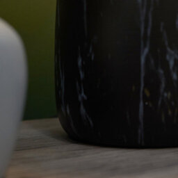 Valuelights Selma Modern Copper Caped Black Marble Effect Table Lamp With Black Drum Shade - thumbnail 4