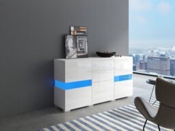 Btm Matt & High Gloss White Sideboard Cabinet Storage Cupboard Unit 16 Colours Led Lighted For Dining Room Living Room - thumbnail 6