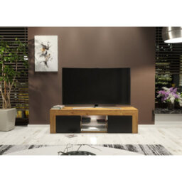 Creative Furniture Loom Tv Unit 130Cm - Dark Oak & Black Matt Doors And Led Lights - thumbnail 2