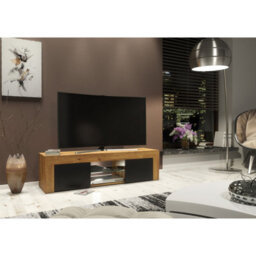 Creative Furniture Loom Tv Unit 130Cm - Dark Oak & Black Matt Doors And Led Lights - thumbnail 5