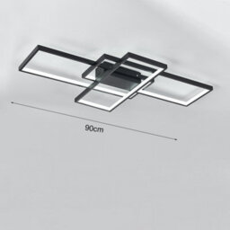 Living And Home Black Frame Neutral Style Rectangular Led Semi Flush Ceiling Light Fixture 90Cm Cool White - thumbnail 5