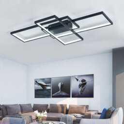 Living And Home Black Frame Neutral Style Rectangular Led Semi Flush Ceiling Light Fixture 90Cm Cool White - thumbnail 2
