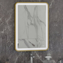 RAK Ceramics Rak Art Soft 500X700mm Brushed Gold Square With Touch Sensor Illuminated Mirror Ip44