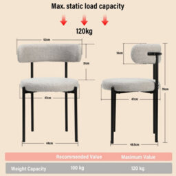 White 2Pcs Dining Chairs,mid-Century Round Upholstered Boucle Kitchen Dining Loytdldpx - thumbnail 2