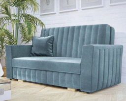 Blue Viva Glam Iii 3 Seater Sofa Bed With Storage Compartment And Wooden Legs - thumbnail 3