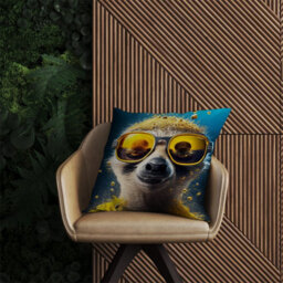 Warren Reed Designer Meerkat With Golden Glasses Splashart Outdoor Cushion 45Cm X 45Cm - thumbnail 2