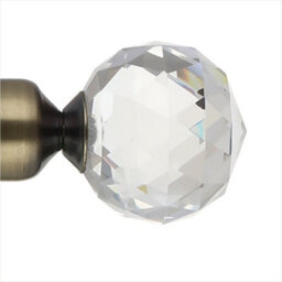 Home Treats Metal Curtain Pole Set Extendable 40Cm To 325Cm Antique Brass 25mm Curtain Rail Crystal - thumbnail 7