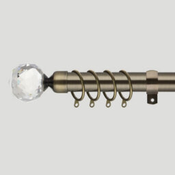 Home Treats Metal Curtain Pole Set Extendable 40Cm To 325Cm Antique Brass 25mm Curtain Rail Crystal - thumbnail 2