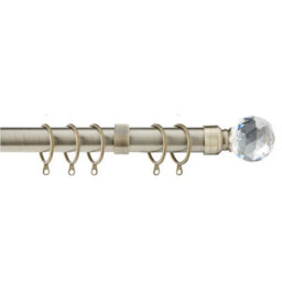 Home Treats Metal Curtain Pole Set Extendable 40Cm To 325Cm Antique Brass 25mm Curtain Rail Crystal - thumbnail 1