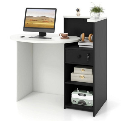 Reception Desk Front Counter Desk W/ Lockable Drawer - image 1
