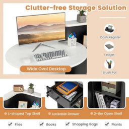 Reception Desk Front Counter Desk W/ Lockable Drawer - thumbnail 5