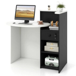 Reception Desk Front Counter Desk W/ Lockable Drawer - thumbnail 1
