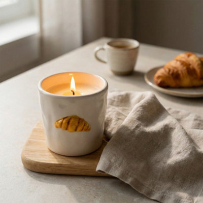 Candlelight White & Beige Croissant Vanilla Butter Cookies Small Jar Candle - image 1