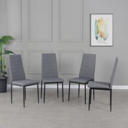 4 Grey Linen Upholstered Dining Chairs - thumbnail 4