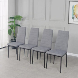 4 Grey Linen Upholstered Dining Chairs