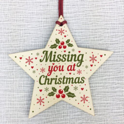 Red Ocean Memorial Christmas Tree Decoration Bauble Handmade Hanging Wooden Star Memorial For Mum Dad Nan Grandad - thumbnail 5
