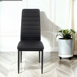 Verona Faux Leather Dining Chair In Black With Black Legs - thumbnail 2