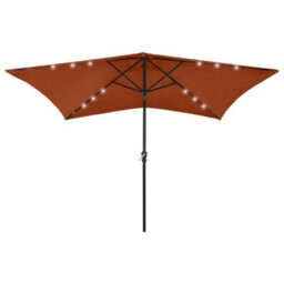 Walplus Garden Parasol With Leds And Steel Pole Terracotta 2X3 M