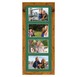 AK Frames 50X20Cm Rustic Oak Modern Multi Photo Frame With Emerald Mount - Holds 4 Apertures (4X) 6X4 Photos