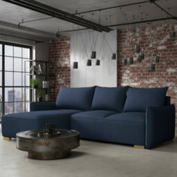 Focus L Universal Side Corner Sofa Bed With Storage Hdf And Chipboard Frame 240X155X87 Cm Fabric Blue - thumbnail 1