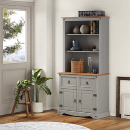 Dresser Small 2 Door Sideboard Grey Mexican Solid Wood Pine Wooden - thumbnail 6