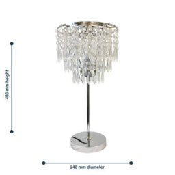 First Choice Lighting Modern Chrome Jewel Acrylic Crystal 48Cm Table Lamp Or Bedside Light - thumbnail 7