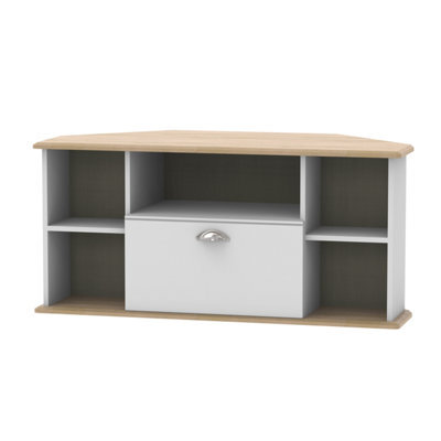 Albert Corner Tv Unit In Grey Matt & Oak (Ready Assembled) - image 1