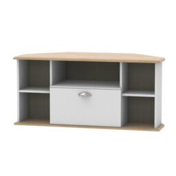 Albert Corner Tv Unit In Grey Matt & Oak (Ready Assembled)