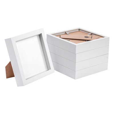 "Nicola Spring 3D Box Photo Frames - 6"" X 6"" - White - Pack Of 5 - Square Box Picture Frame Picture Poster Display Case" - image 1