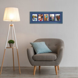 AK Frames 26X8 Navy Blue Sleek Multi Photo Frame With Blue Mount - Holds 5 Apertures (5X) 6X4 Photos - thumbnail 3