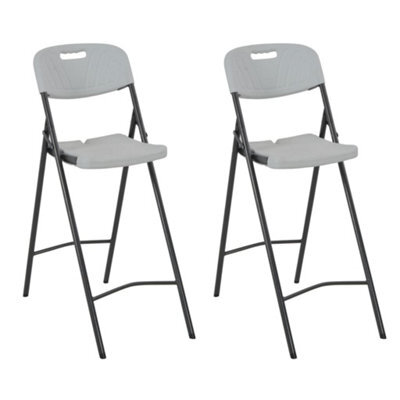 Berkfield Folding Bar Chairs 2 Pcs Hdpe And Steel White - image 1
