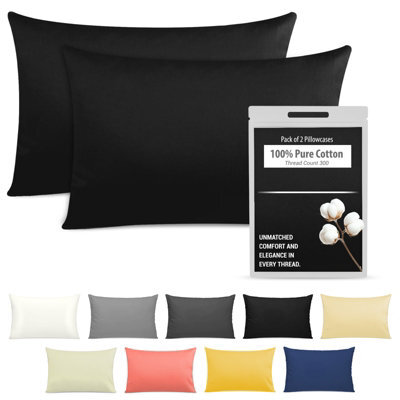Lazzaro Luxury 300 Thread Count Egyptian Cotton Pillow Cases 2 Pack Breathable Ultrasoft Pillow Covers - image 1