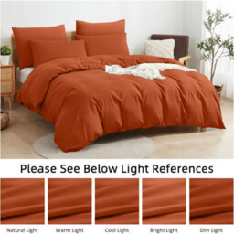 Aspire Homeware Plain Duvet Cover Set Soft Microfibre, Rust, King (L)220Cm X (W)230Cm - thumbnail 6