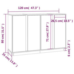 Vidaxl Sideboard 120X35X80 Cm Solid Wood Pine - thumbnail 3