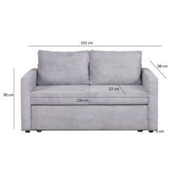 Heze Furniture Sofi Two Seater Sofa Bed With Storage - Grey - thumbnail 8